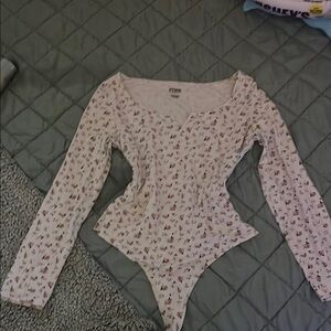 Victoria Secret/Pink Floral Long Sleeve Bodysuit